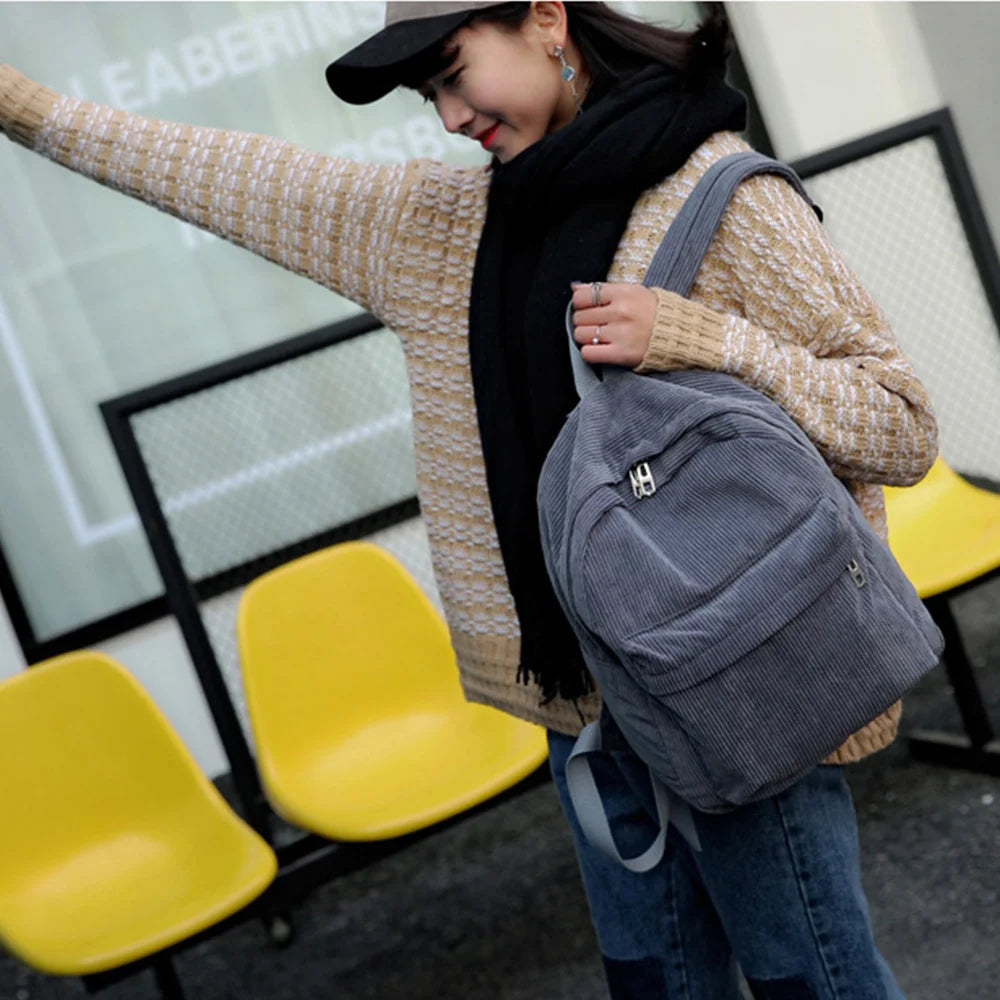 Womens Corduroy Backpack